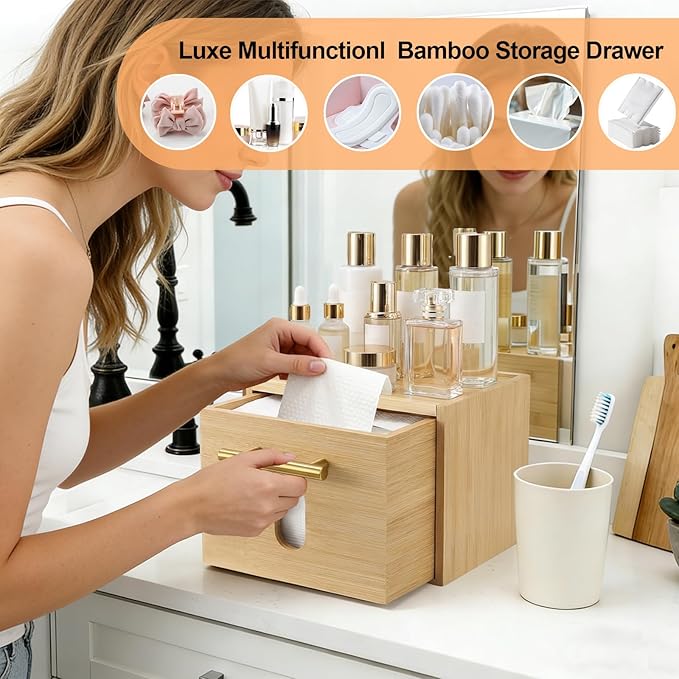 BSSN Face Towels Holder with Glass Cotton Balls Holders, Disposable Towelettes