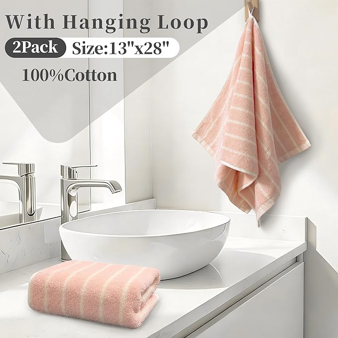 2-Pack Premium Stripe Cotton Hand Towels