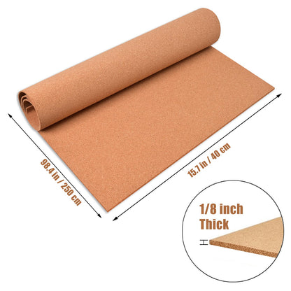 YCCYYCCY Cork Board Roll, 1/8" Thick Cork Boards for Walls, 98"x16" Cork Board Roll for Office, Home, School(NOT Self-Adhesive)