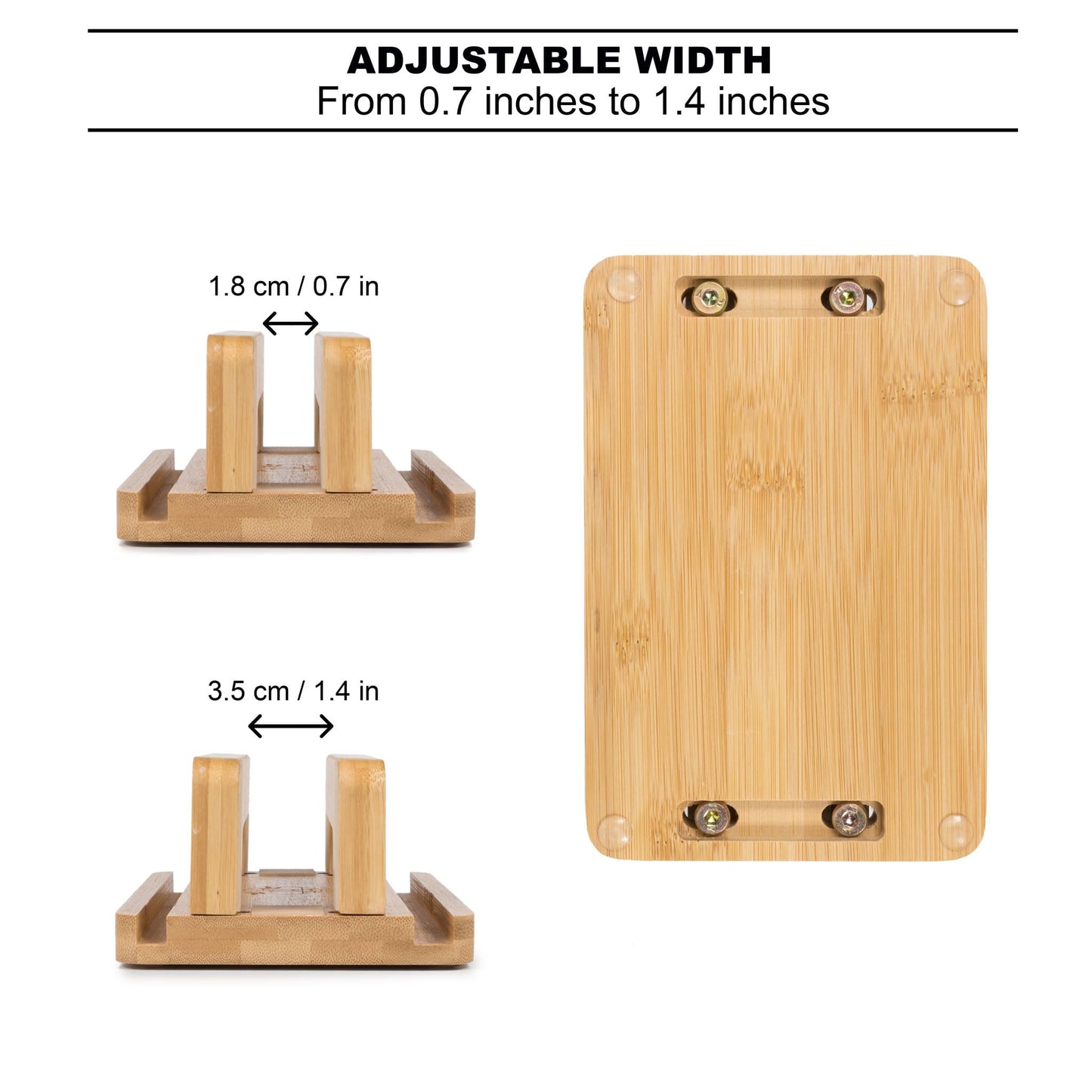 S&A WOODCRAFT 3 Slots Bamboo Wood Vertical Laptop Stand, Adjustable Wooden Laptop Holder, Non-Slip Laptop Dock Compatible with Apple MacBook, Microsoft Surface, Gaming Laptops, IPad, Tablets