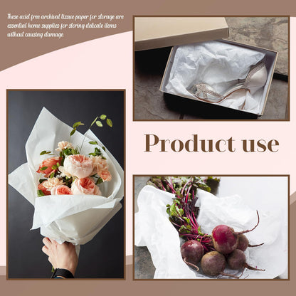 RYKOMO 200 Sheets 20 x 30 Inch Acid Free Tissue Paper for Storage, Unbuffered No Acid White Tissue Paper for Crafts for Gift Wrapping New Year Party Festival Mother's Day Decor and DIY