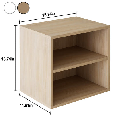 Garden 4 you Cube Storage Organizer Shelf, 2 Tiers Stackable Bookshelf, Wooden Display Bookcase with 2 Cube Storage, Small Storage Cabinet for Living Room Bedroom, Natural