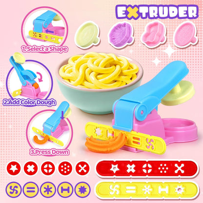 VConejo Dough Tools Set for Kids, 26pcs Dough and Clay Accessories with Stamps, Animal Cutters, Rollers, Extruder, Dinosaur Play Molds, Educational Toys for Boys Girls