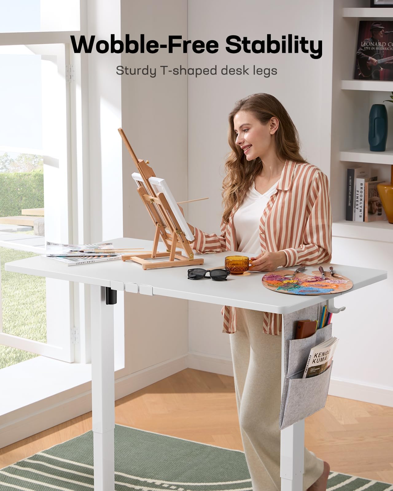 Marsail 55x28 Electric Standing Desk - Adjustable Height Computer Desk with Memory Presets, Storage Bag & Cable Management for Home Office & Gaming Workstations