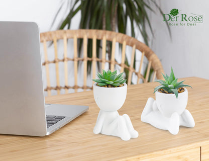 Der Rose 3 Pack Fake Plants for Office Desk Accessories Artificial Succulents Plants for Room Bathroom Home Decor for Women