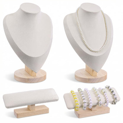 HANLANXUE 4 Pcs Necklace and Bracelet Display Stand Set, Necklace Display Stand T Bar Bracelet Holder for Retail Home Decor Vendors Trade Organizer