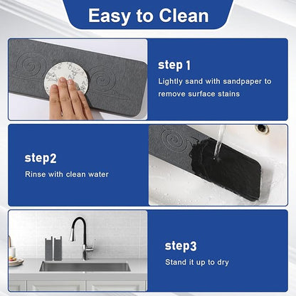 Sink Splash Guard Stone PNLLDDCN Non-Slip Diatom Mud Behind Faucet Mat