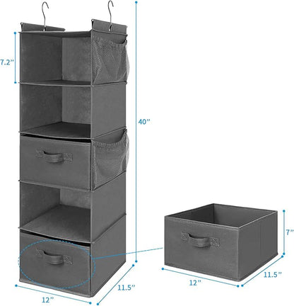 MAX Houser 5 Tier Shelf Hanging Closet Organizer, Cloth Hanging Shelf