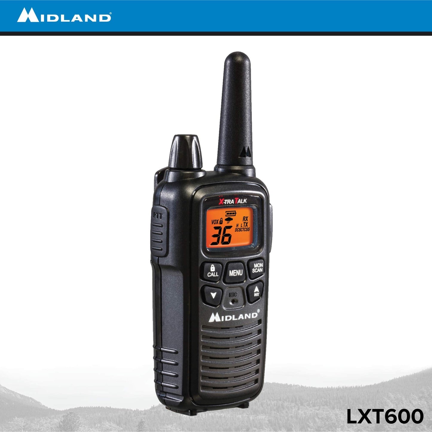 Midland LXT600VP3 36 Channel FRS Two-Way Radio - Up to 30 Mile Range Walkie Talkie - Black (Pack of 6)