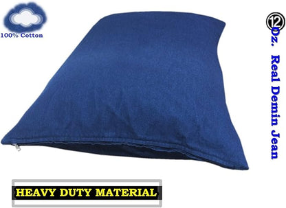 Durable Comfort Micro-Cushion Memory Foam Pet Dog Pillow Bed with Waterproof Liner + External Cover for S,M,L Dogs- Complete Set (Blue Denim, 48''x29'')