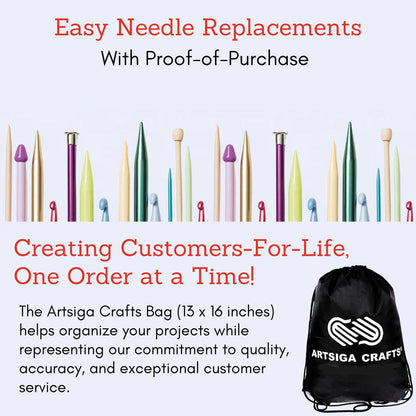KnitPro Zing Starter Set 6 inch DPN Double Pointed Knitting Needles Size 0, 1.5, 2.5, 4, 6 with Fabric Case with Project Bag