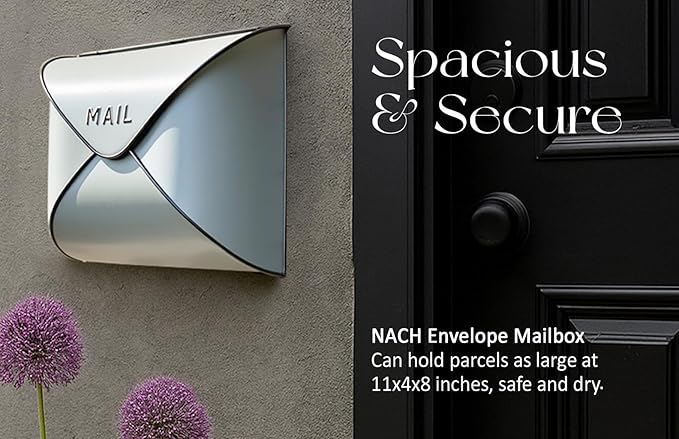 NACH Wall Mount Mailboxes for Outside, 12.5 x 5 x 10 inch White Wall Mailboxes for Outside, Waterproof Mailboxes for Outside - Envelope Mailbox Kit White