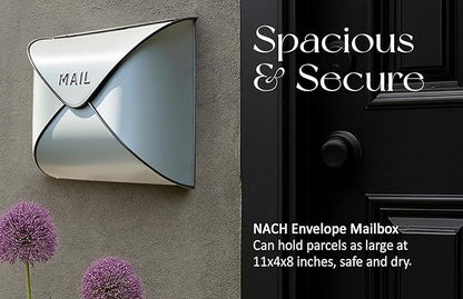 NACH Wall Mount Mailboxes for Outside, 12.5 x 5 x 10 inch White Wall Mailboxes for Outside, Waterproof Mailboxes for Outside - Envelope Mailbox Kit White