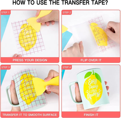 HTVRONT Transfer Tape for Vinyl - 12" x 20 FT Red Alignment Grid Clear Transfer Paper for Adhesive Vinyl - Medium Tack Transfer Tape for Signs Stickers Decals Walls Doors