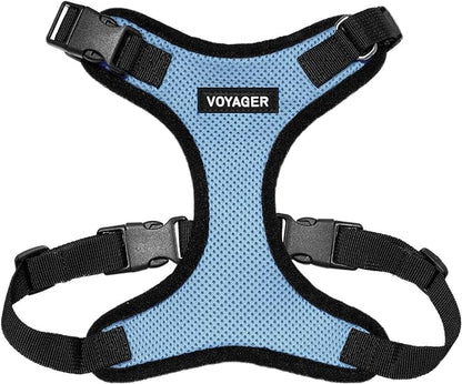Voyager Step-in Pet Harness - All Weather Mesh, Adjustable Step in Harness for Cats and Dogs by Best Pet Supplies - Baby Blue/Black Trim, S
