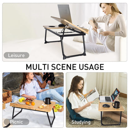 wishacc Book Stand for Reading in Bed, Laptop Stand Adjustable Book Holder Tray with Page Paper Clips Multi Angles Adjustable Cooking Bookstands for Textbook Recipe Magazine Tablet Portable