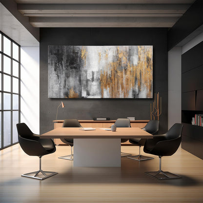 YJYart Abstract Canvas Wall Art with Gold Foil Modern Black Oil Paintings Graffiti Wall Art for Living Room Bedroom Kitchen Office Wall Decorations 30" x 60"