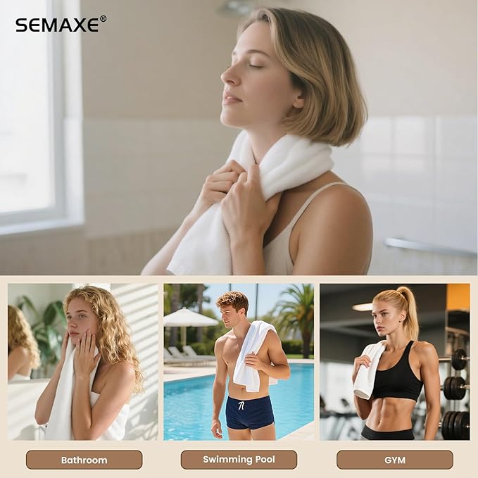 SEMAXE 6-Pack White Hand Towels
