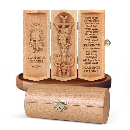 Jesuspirit - Our Father in Heaven Christian Decor, Catholic Wooden Statue, Sculpture Nativity Family, Statue of Jesus, Home Decor - Openable Wooden Cylinder Sculpture of Jesus (I Can Only Imagine)