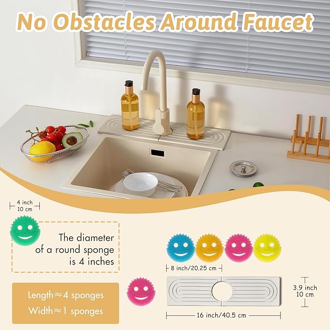 Quick Dry Stone Sink Splash Guard, Instant Drying Stone Tray