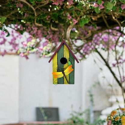 Wood Bird Houses for Outside, Hanging Bluebird House Nest Box Garden Patio Outdoor Decorative Bird Houses Vintage Rustic Wooden Birdhouse Bird Box Home for Finch Wren Chickadee Cardinals (Dragonfly)