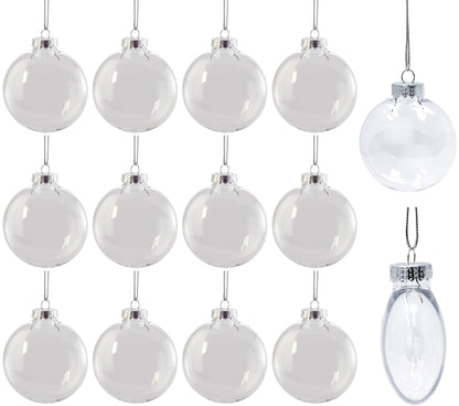 Creative Hobbies Clear Plastic Fillable Christmas Ornament Discs - Great for Crafts, Holidays and Weddings | Pack of 12 (Medium)