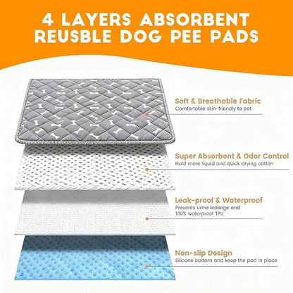 2PCS Puppy Pee Pads with Pheromones, Washable Puppy Training Pads for Dogs Reusable Puppy Potty Pads for Dogs and Cats(with Pet Hair Removal Gloves)