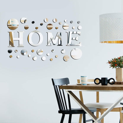 Zonon 30 Pcs Living Room Wall Decor Home Mirror Wall Letter Signs Stickers DIY Acrylic Mirror Decals 3D Decorations for Home Bedroom Living Room Removable(Silver)