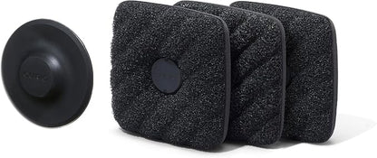 Curio Home Goods Ionic Non-Scratch Dish Sponges with Magnetized Holder, Odor Resistant Synthetic Scrub Sponges, 3 Pack, Black