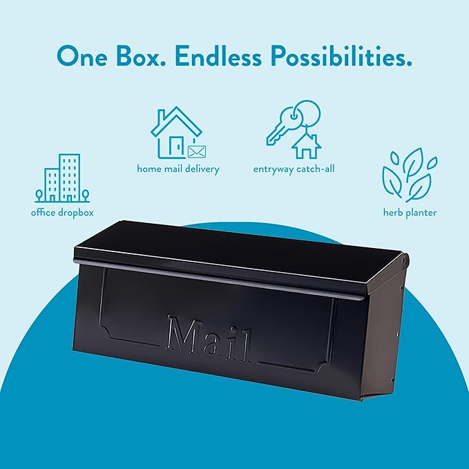 ARCHITECTURAL MAILBOXES Townhouse Galvanized Steel, Wall-Mount Mailbox, Black Small | Galvanized steel build for outside with weather-resistant outdoor construction and a rust-resistant powder-coat finish.