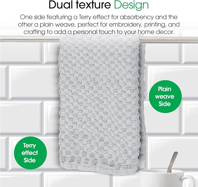 DG Collections Premium Dish Towels for Kitchen, 8 Pack, 15x25 Inch - 100% Cotton Kitchen Towels with Hanging Loop, Highly Absorbent, 400 GSM Bar Mop Cleaning Towels - Ash Grey