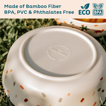 Nook Theory 4 Pack Bamboo Bowls - 18 Oz Reusable Toddler and Kids Bowl, Dishwasher Safe - Not Microwavable Bamboo Dishes (Confetti)