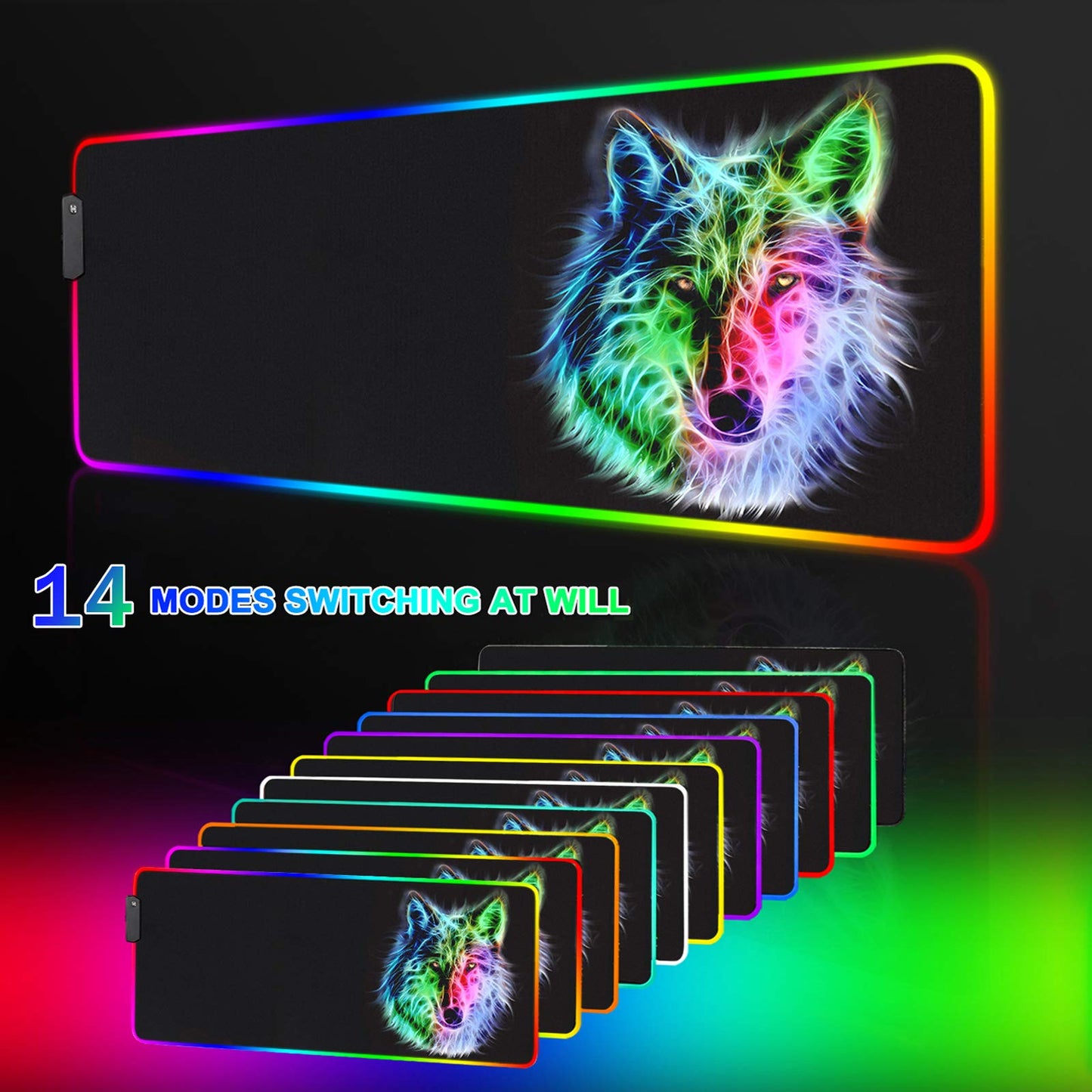 trvaago RGB Gaming Mouse Pad, 31.5 x 12 inches, Multicolor, Rubber