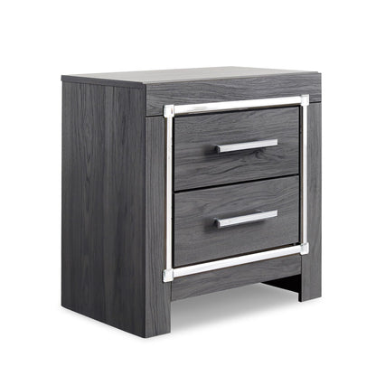 Signature Design by Ashley Lodanna Modern Glam 2 Drawer Nightstand with USB & Wireless Charging Options, 24.41" Tall, Gray Wood Grain