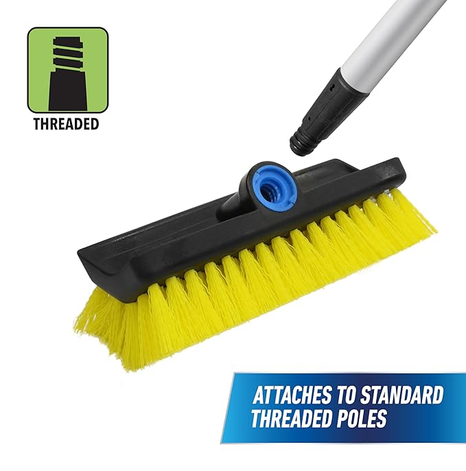 Unger Professional HydroPower Lock-On 10” Bi-Level Scrub Brush, Cleaning