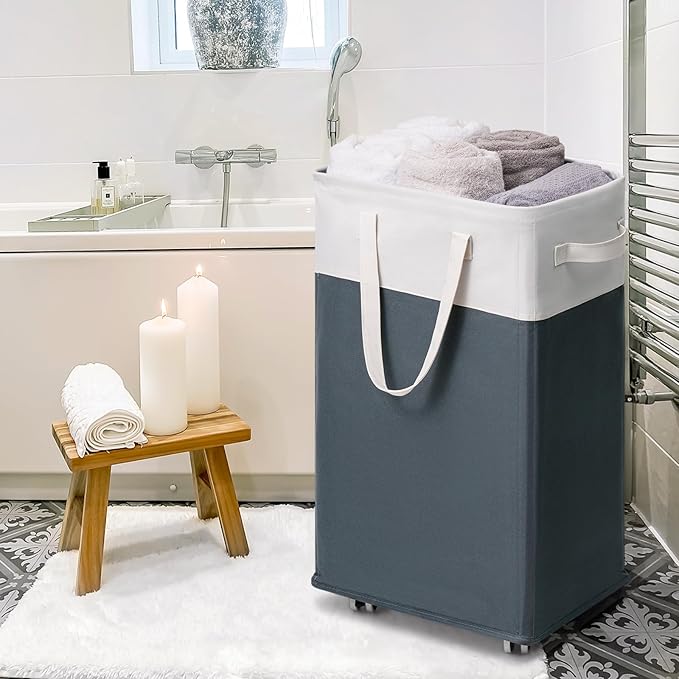 Goodpick Laundry Basket with Wheels, 75L Laundry Hamper