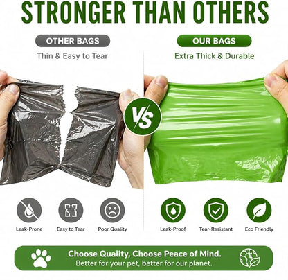 Light Green Dog Waste Bags, 100 Count, Compostable & Extra Thick, Biodegradable Poop Bags for Dogs, Refill Box for Dispenser