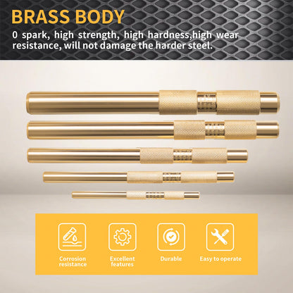 5-Piece Premium Brass Punch Set - Heavy-Duty Non-Marring Repair Tool Kit (1/4", 3/8", 1/2", 5/8", and 3/4") Replacement for 67003-MAI 045256670034 | Automotive, Industrial & DIY Use