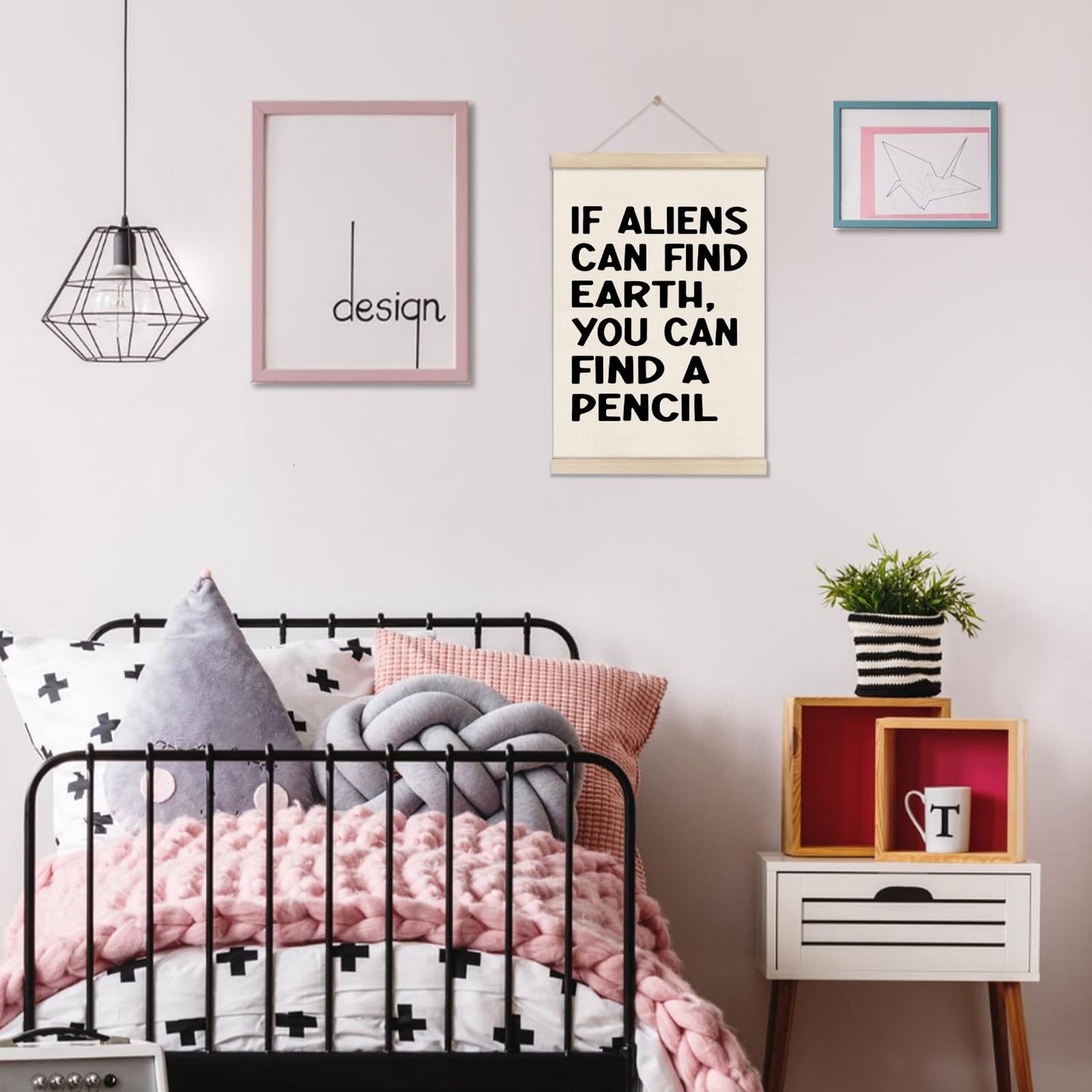 DOI-LANEE Funny School Classroom Posters Hanger Frame, Math Classroom Must Haves Canvas Wall Decor 16x12 Inch, Homeschool Decor, High School Gifts for English Teachers Students Teen Boys Girls