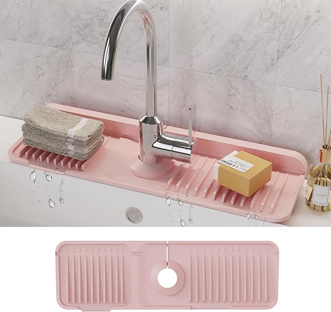 WAFT YEARN 17X5 Inch Silicone Durable Faucet Mat Kitchen Sink Splash Guard