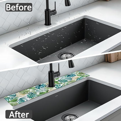 24" X 5.5" Kitchen Sink Splash Guard Faucet Mat Leaf Super Absorbent Fast