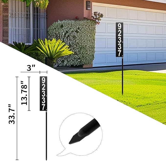 Metal House Number Sign, Waterproof Address Plaque with Stake | Suitable for Outside Mailbox Street Driveway businesses