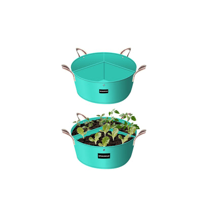 SPONDWILD [Upgraded] 2 Pack 10 Gallon 3 Compartment Grow Bag, Vegetable Growing Bag Thickened PE Garden Pots with Drainage Holes, Branch-Binding Holes, Reusable Plant Bag for Vegetables,Flowers