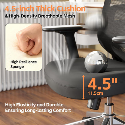 QuelSoft Ergonomic Office Chair, Home Office Desk Chairs, 3D Lumbar Support High Back Desk Chair, Comfortable Computer & Gaming Chair for Office & Home - Black