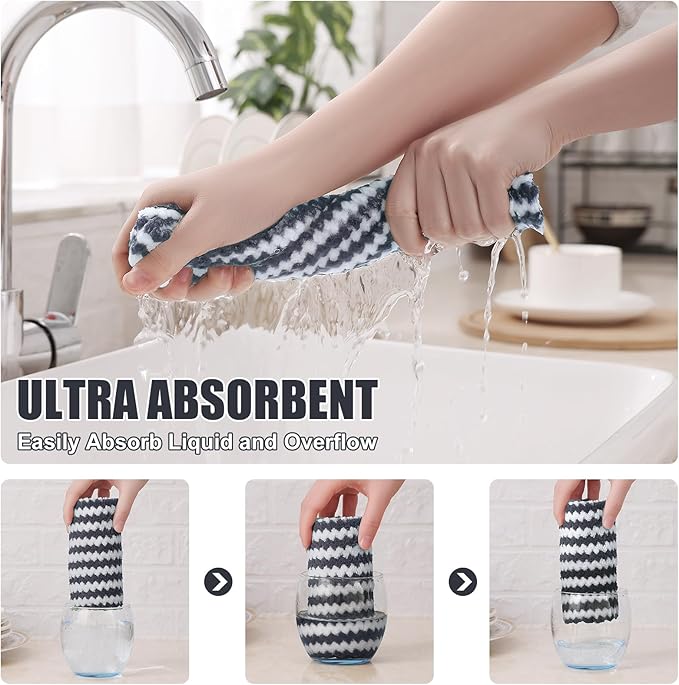 Homaxy 12 Pack Kitchen Dish Cloths, Ultra Soft and Absorbent Dish Towels