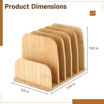 NIMBLOOM Wooden Desk File Organizer, 5 Slot Letter Envelope Paper Bill Filing Organizer, Compact Countertop Mail Sorter Holder, Desktop Folder Storage, 9.8 x 7.09 x 7.09 in