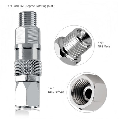 (3-Pack) Swivel Joint 1/4-Inch 360 Degrees Rotate Stainless Steel Airless High Pressure Spray Gun Hose Swivel Joint Connector Accessories for Paint Sprayers and Hose