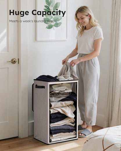 SOLEDI Laundry Hamper with Lid 90L Large & Tall Collapsible Laundry Basket