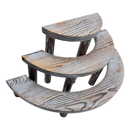 Samrira Cologne Organizer for Men Display Risers - 3 Tier Wooden Perfume Stand Shelf Cupcake Holder Half Moon Tiered Dessert Stand 17" x 7.8" x 7"