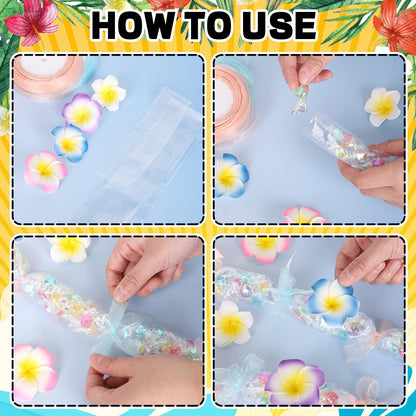 Whaline Graduation Candy Lei Making Kit, Blue DIY Graduation Wreath 26.2Ft Candy Lei Tubing Bags 50Pcs Flower Pieces 3 Roll Ribbons Congrats Grad Necklace for Grad Party Craft Favor